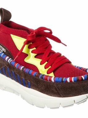 Valentino Garavani Red, Yellow & Brown Men's Sneakers